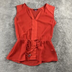 Vince Camuto Blouse Shirt Womens XS‎ Red Tie Waist Sleeveless